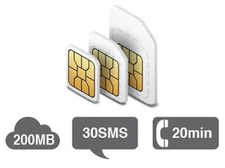 Tele2 200MB + 30SMS + 20MIN SIM